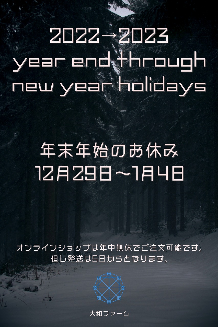 年末年始のお休みのお知らせ
